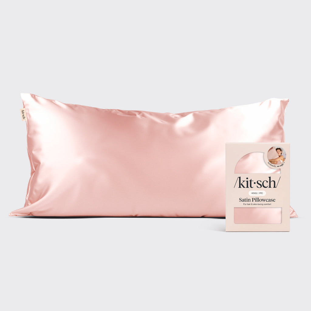 Szatén párnahuzat, púderrózsaszín (Blush) – King méret