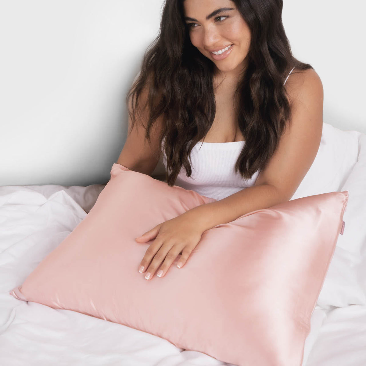 Szatén párnahuzat, púderrózsaszín (Blush) – King méret