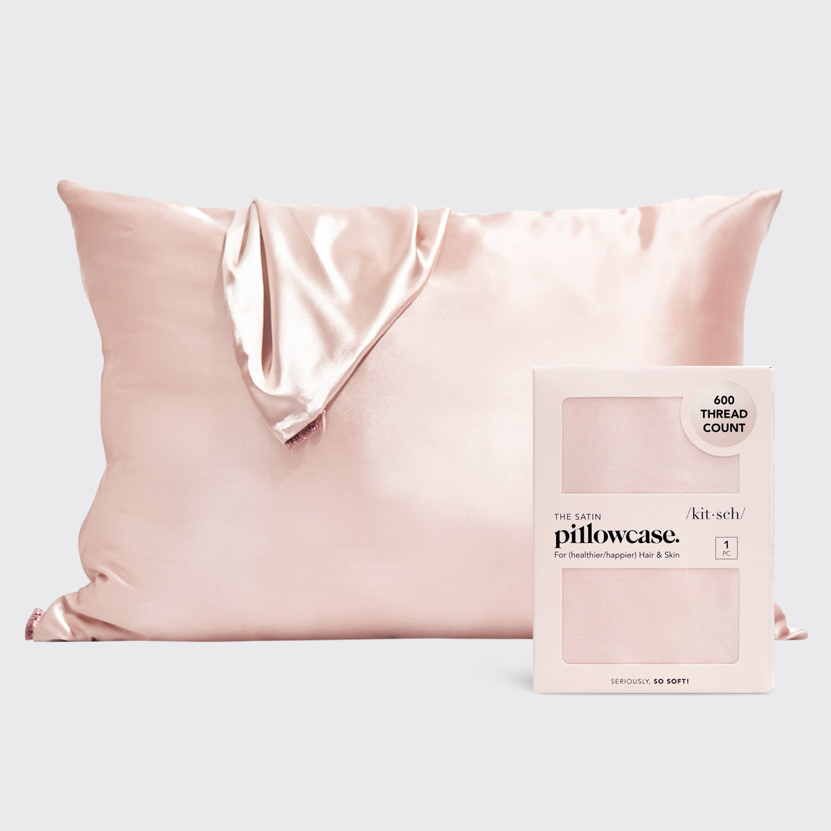 Szatén párnahuzat rózsaszín (blush) színben, 4 darabos csomag