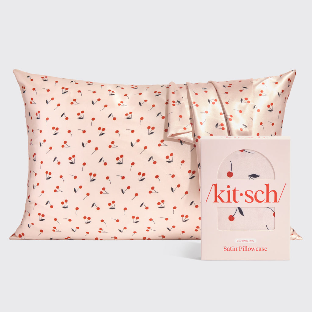Szatén párnahuzat, cseresznyemintás (Cherry Print)