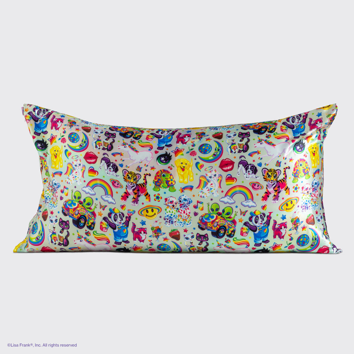 Lisa Frank x Kitsch szaténpárnahuzat a Lisa Frank fantasztikus világa mintában, 4 darabos – King