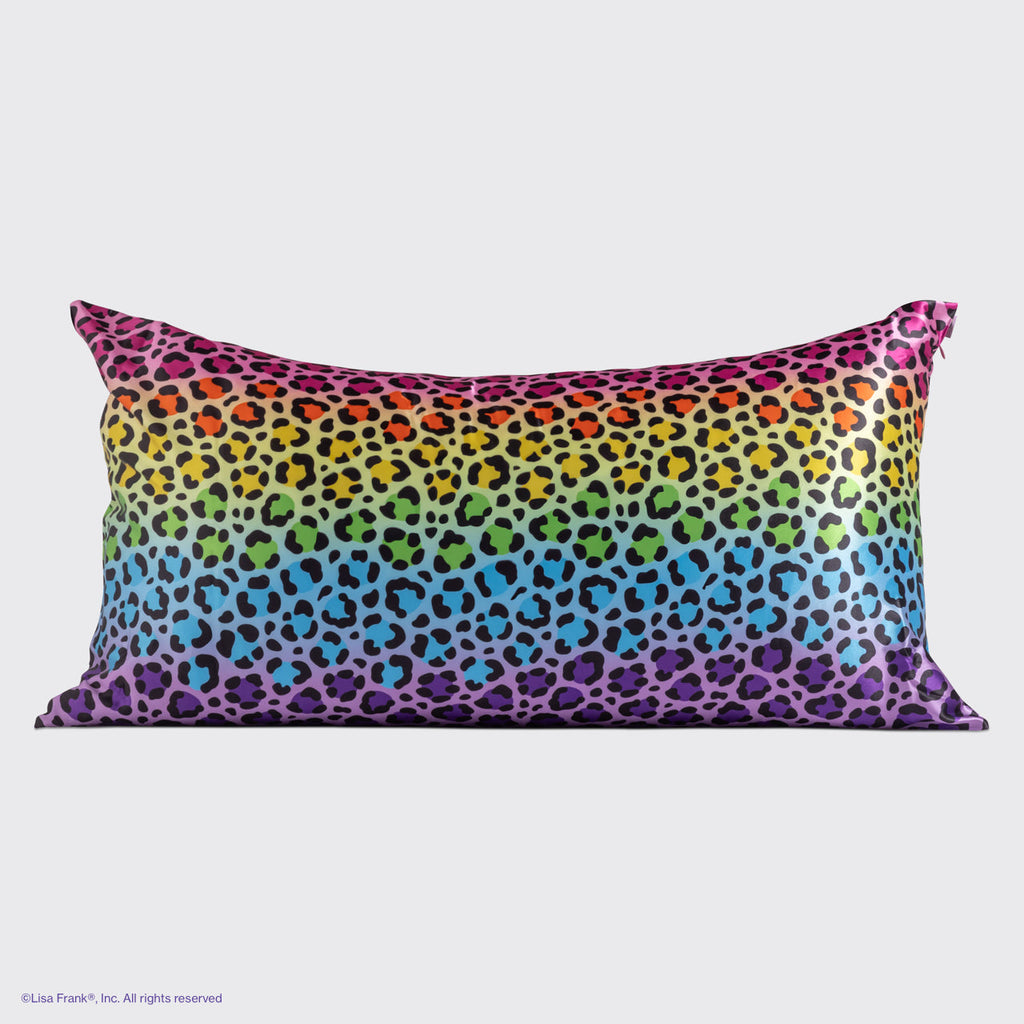Lisa Frank x Kitsch szatén párnahuzat, szivárvány leopárd mintás, 4 db-os csomag – King