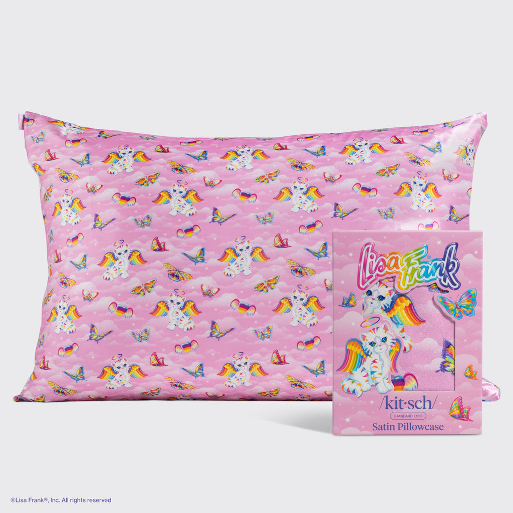 Lisa Frank x Kitsch szaténpárnahuzat Angel Kitty™ mintában, 4 darabos
