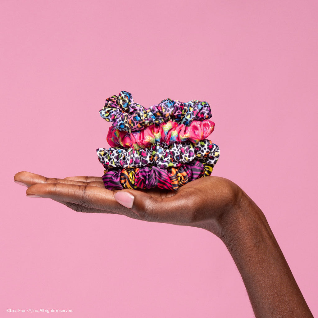Lisa Frank x Kitsch ráncolt szatén hajgumik Rainbow Leopard mintában