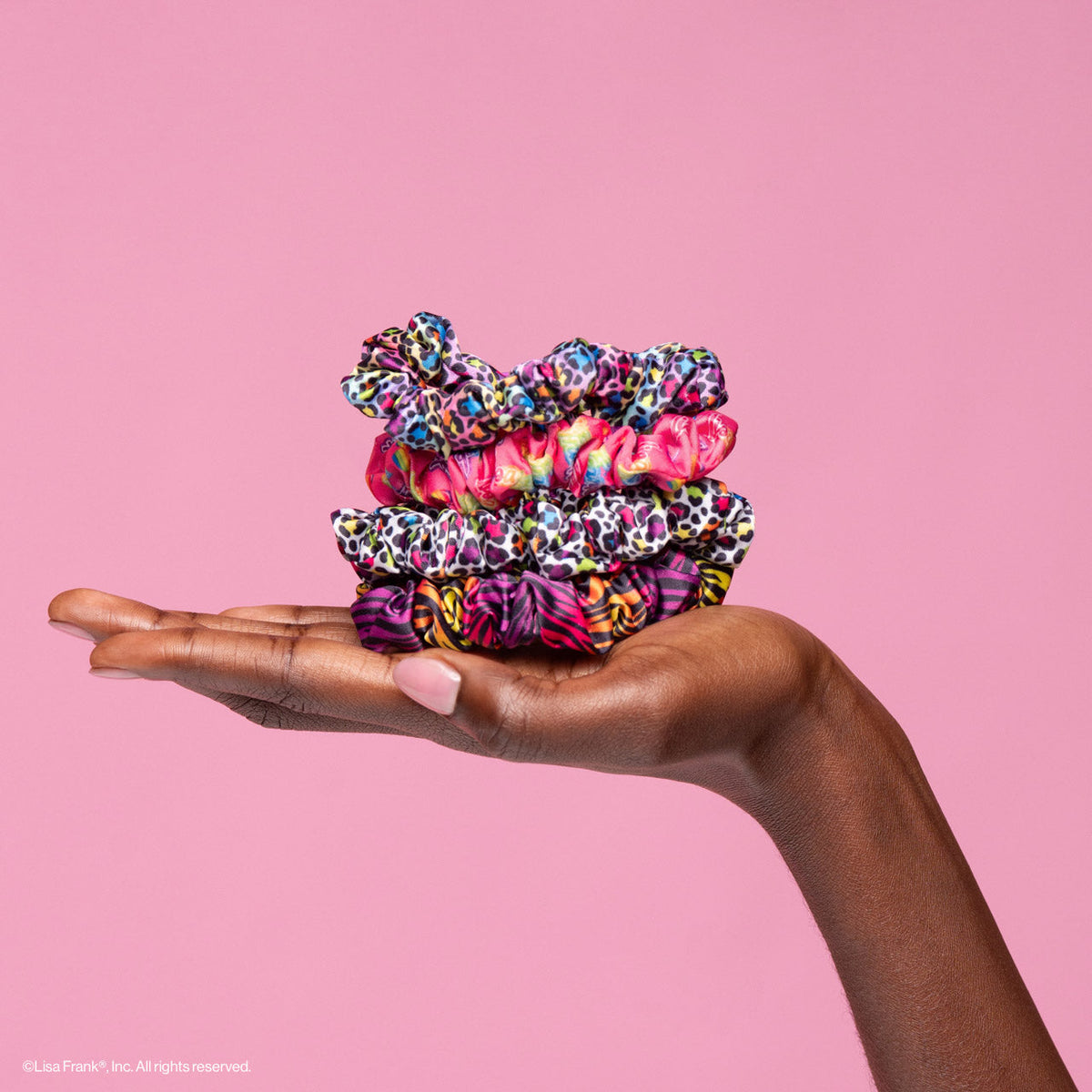 Lisa Frank x Kitsch ráncolt szatén hajgumik Rainbow Leopard mintában