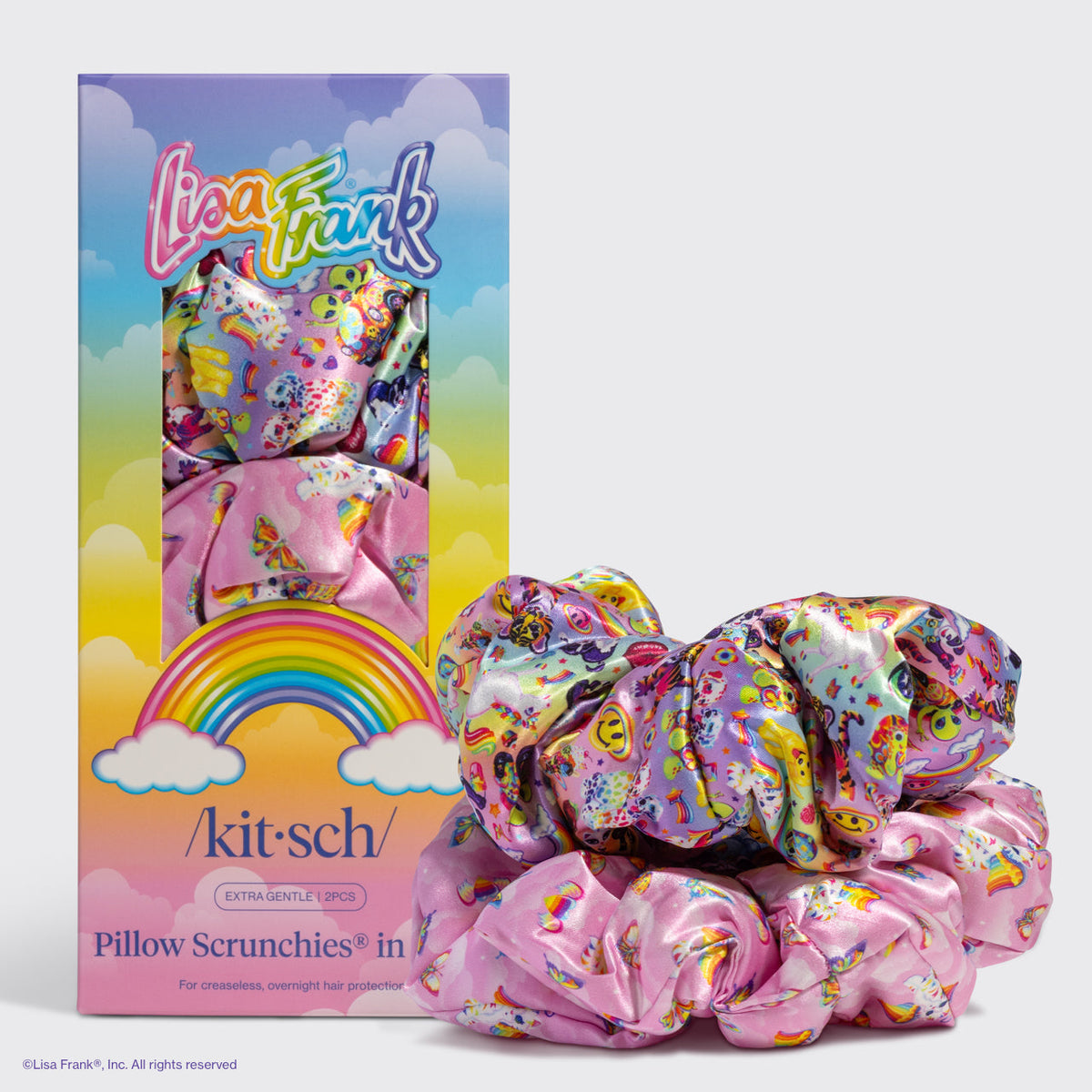 Lisa Frank x Kitsch szatén Pillow Scrunchies® hajgumik The Fantastic World of Lisa Frank mintában