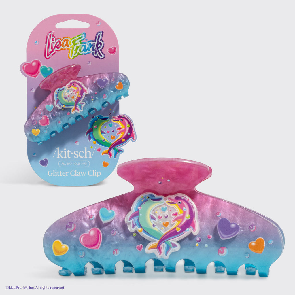 Lisa Frank x Kitsch csillámos csipesz Dancing Dolphins™ mintában