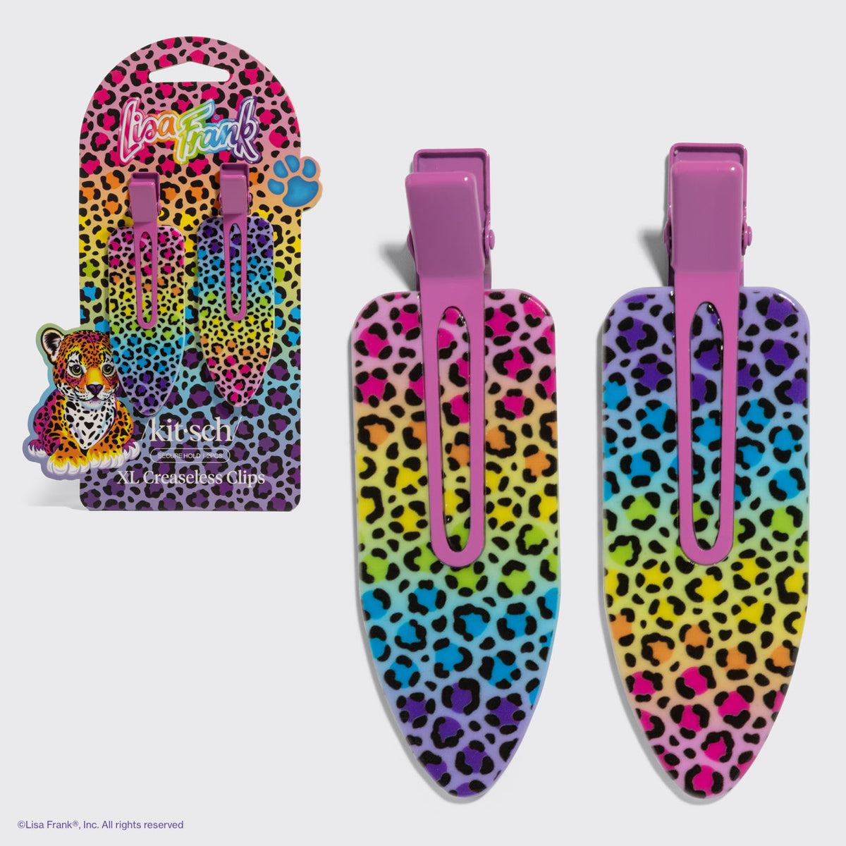 Lisa Frank x Kitsch XL Gyűrődésmentes Csatok Szivárványos Leopárd Mintában