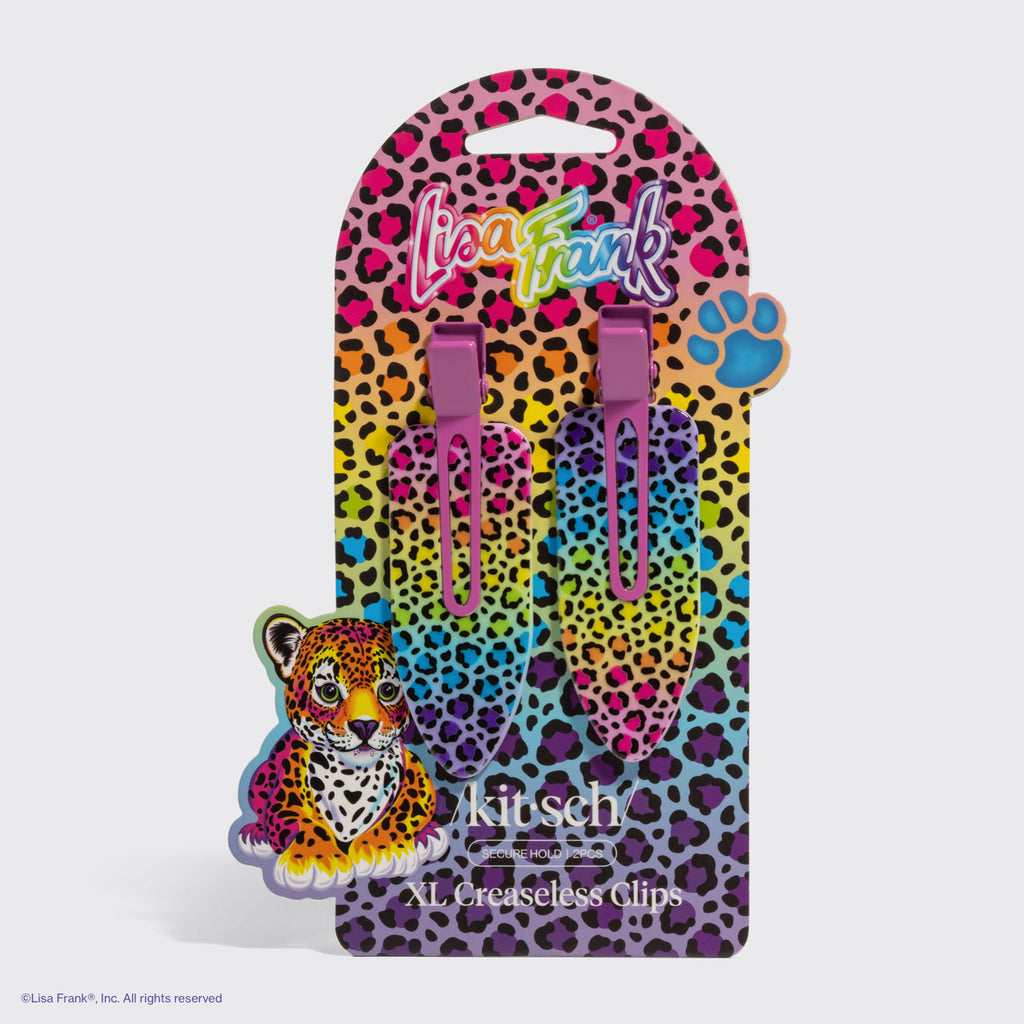 Lisa Frank x Kitsch XL Gyűrődésmentes Csatok Szivárványos Leopárd Mintában