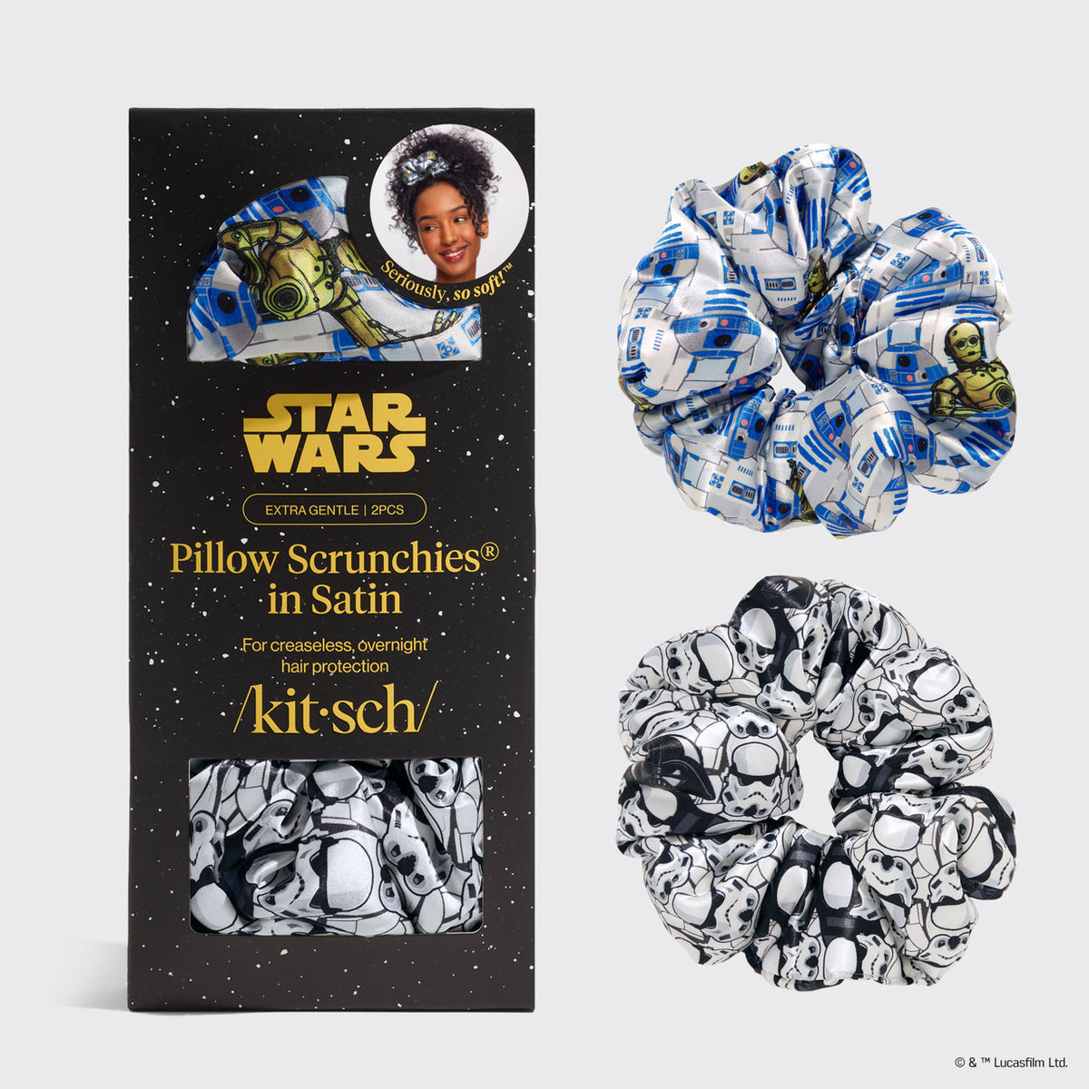 Star Wars™ & Kitsch Satin Pillow Scrunchies® R2-D2 & rohamosztagosok mintában