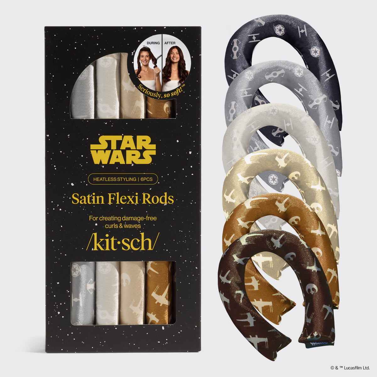 Star Wars™ & Kitsch Szatén Flexi Csavarók - Világos Oldal vs Sötét Oldal