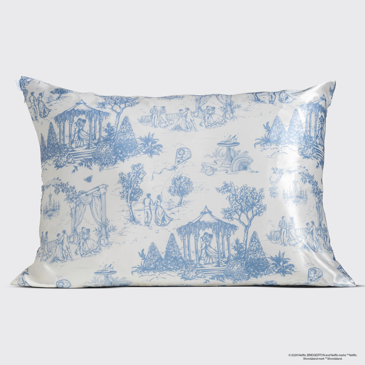 Bridgerton x Kitsch szatén párnahuzat Garden Toile mintával, 4 db-os csomag