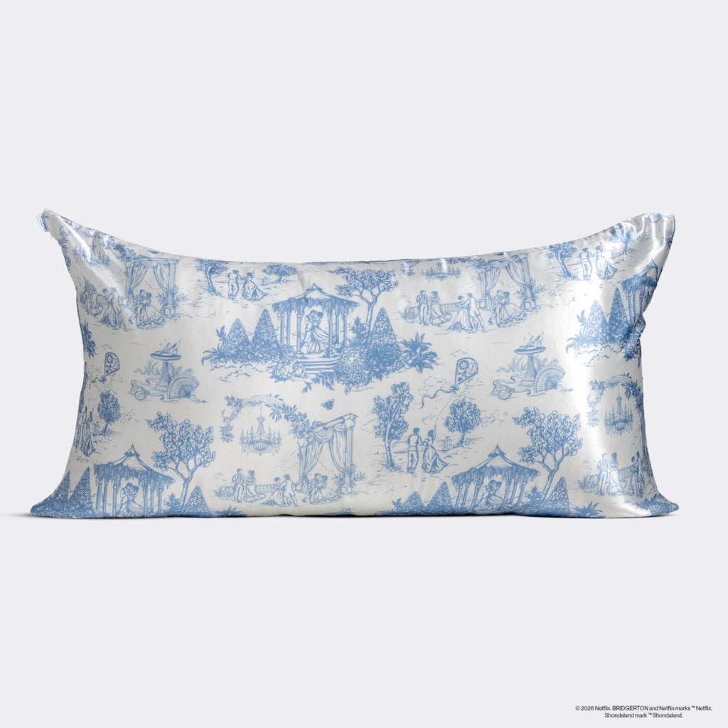 Bridgerton x Kitsch szatén párnahuzat Garden Toile mintával, 2 db-os csomag – King