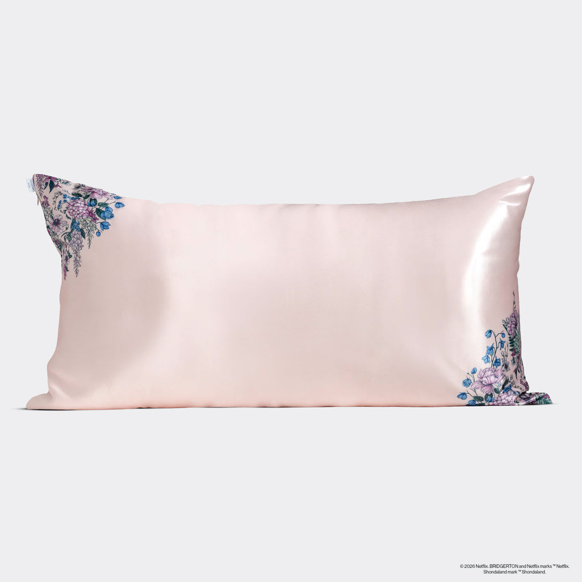 Bridgerton x Kitsch szatén párnahuzat, Wisteria (lila akác) mintás, 4 db-os csomag – King
