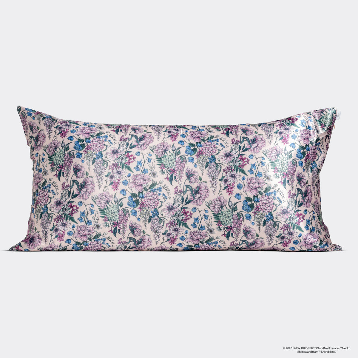 Bridgerton x Kitsch szatén párnahuzat, Wisteria (lila akác) mintás, 4 db-os csomag – King