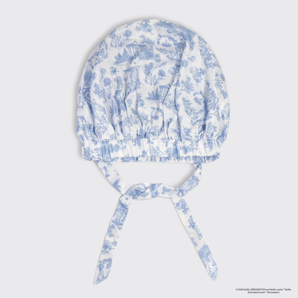 Bridgerton x Kitsch légáteresztő szatén hálósapka Garden Toile mintában