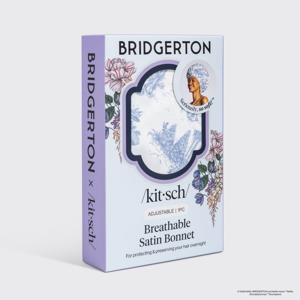 Bridgerton x Kitsch légáteresztő szatén hálósapka Garden Toile mintában