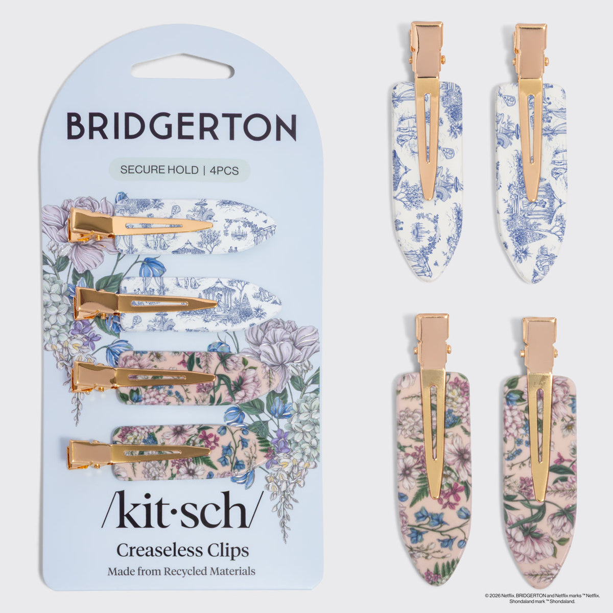Bridgerton x Kitsch gyűrődésmentes csatok Toile in Bloom mintában