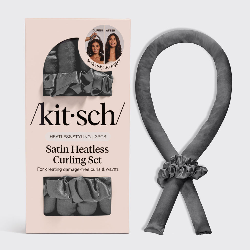 Faszénszürke szatén hőmentes göndörítő szett