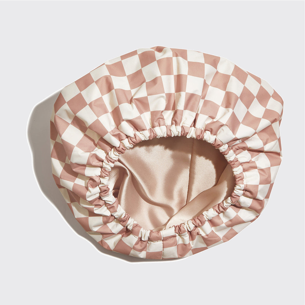 Terracotta kockás szatén zuhanysapka