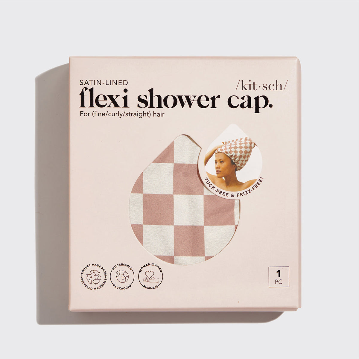 Szaténbélésű Flexi zuhanysapka + rózsaszín extra nagy szatén hálósapka szett