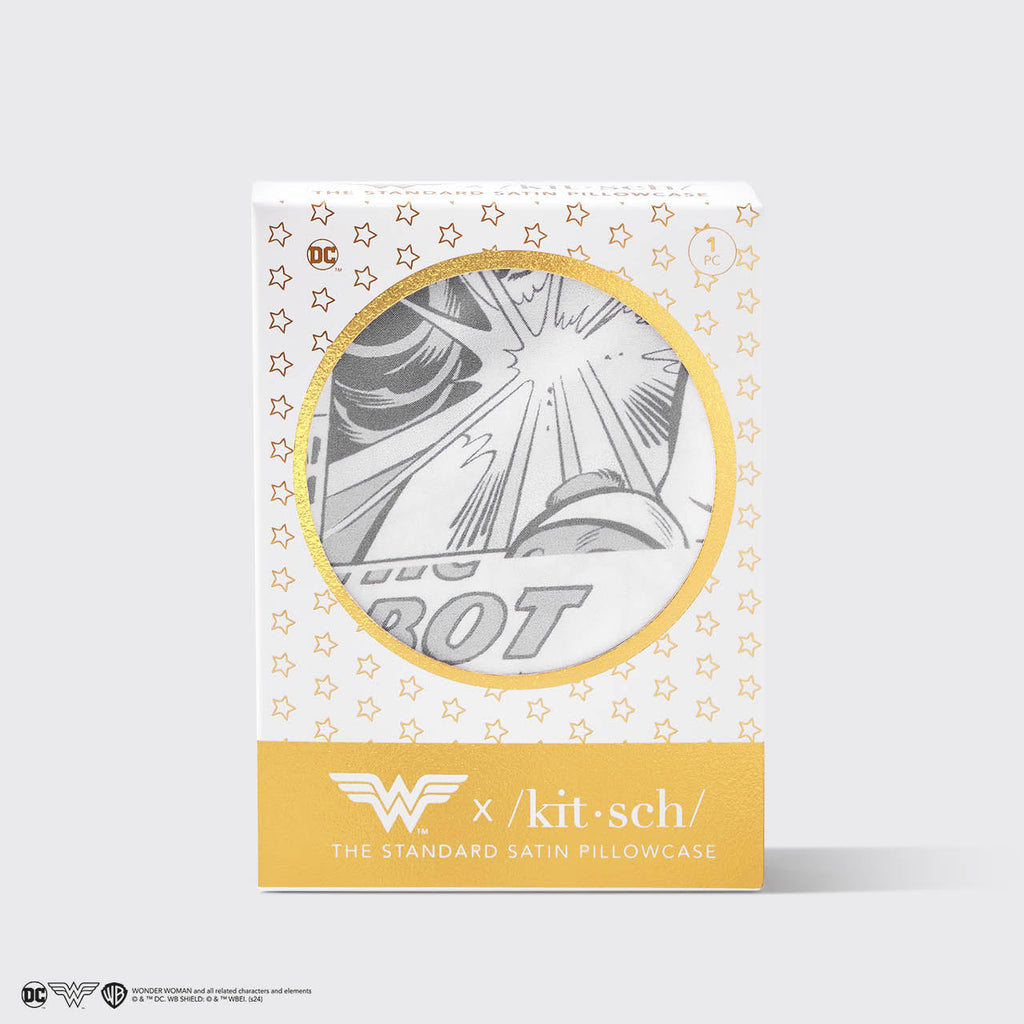 Kitsch x Wonder Woman szatén párnahuzat – képregény mintás