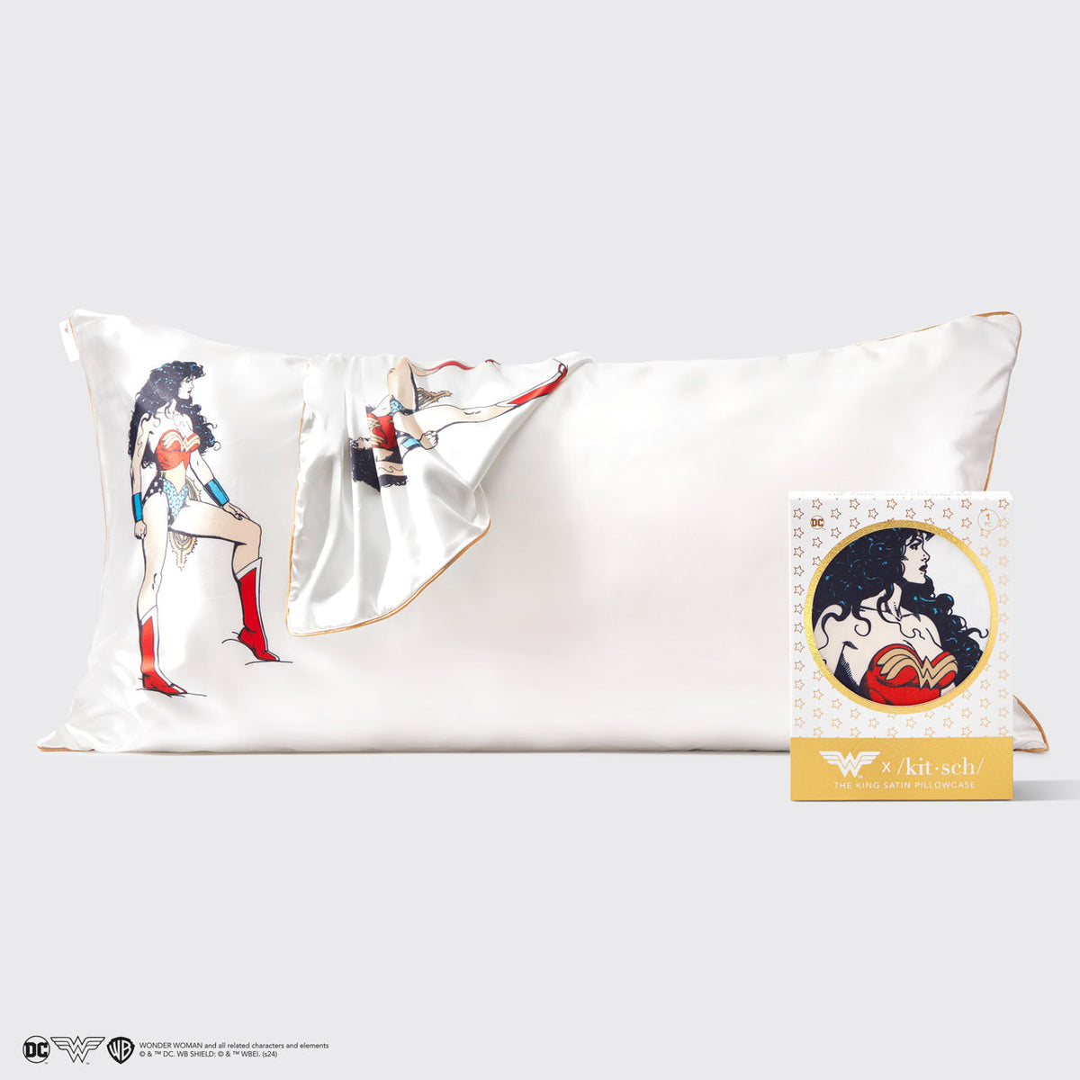 Kitsch x Wonder Woman szatén párnahuzat – Believe in Wonder – King méret