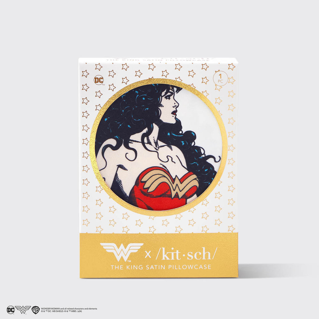 Kitsch x Wonder Woman szatén párnahuzat – Believe in Wonder – King méret