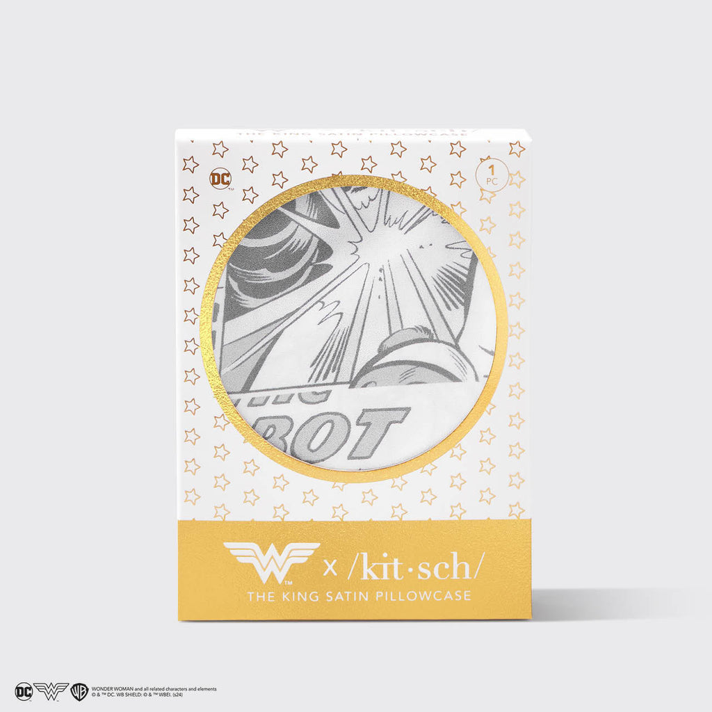Kitsch x Wonder Woman szatén párnahuzat képregény mintában – King