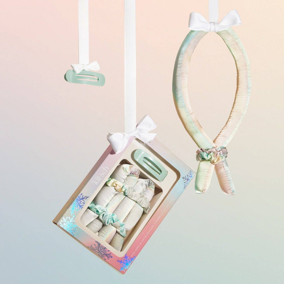 Hair Hero XL szatén hőmentes hajformázó és lapos csatcsipesz, 4 darabos szett – Aura