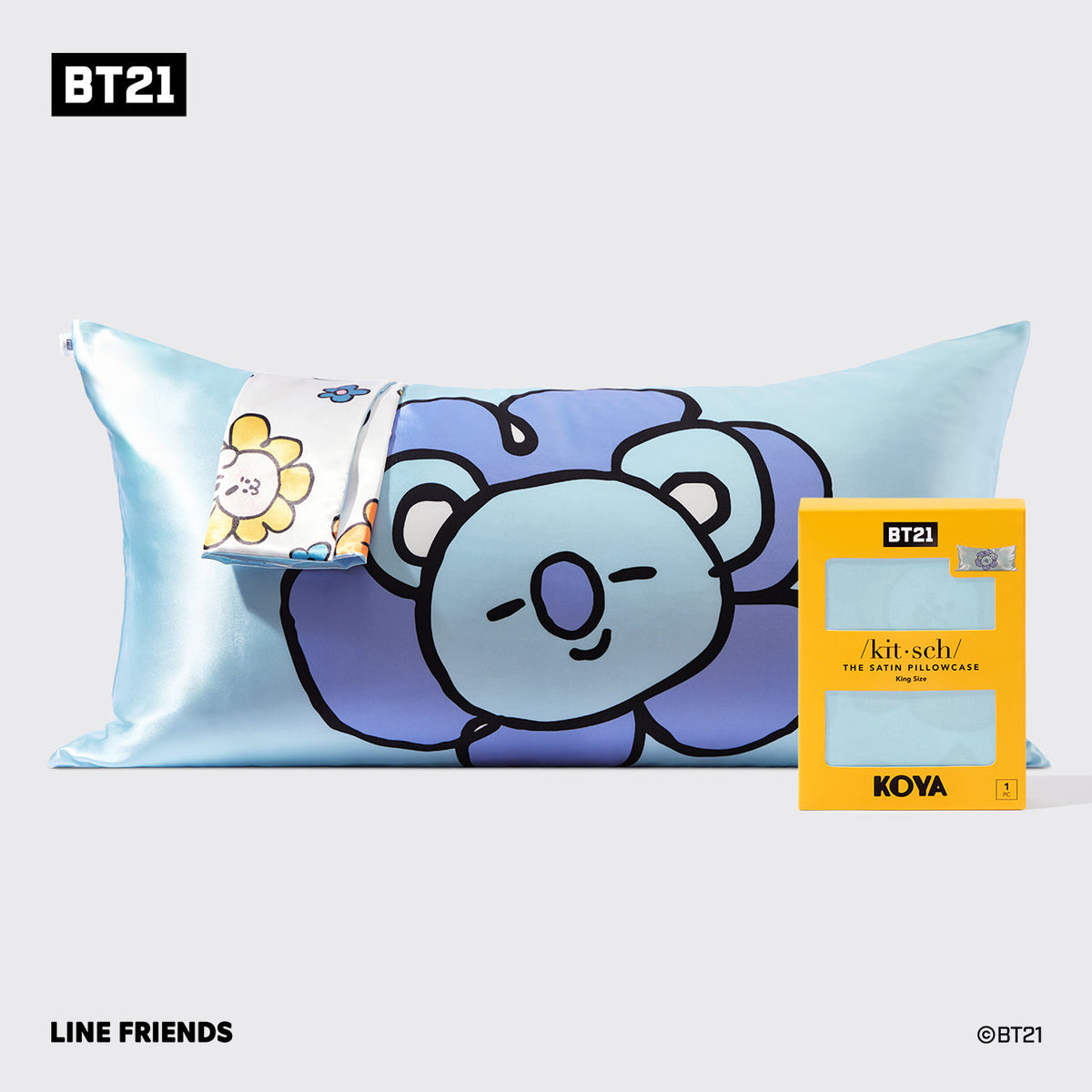 Kitsch x BT21 szatén párnahuzat – KOYA – King