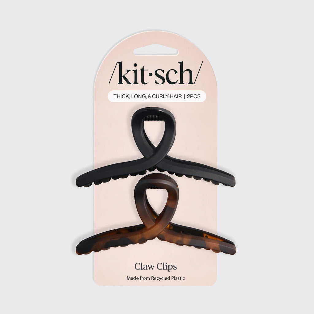 Fekete és teknőcmintás hurkos karmos hajcsat (Loop Claw Clip) 2 darabos szett – nagy