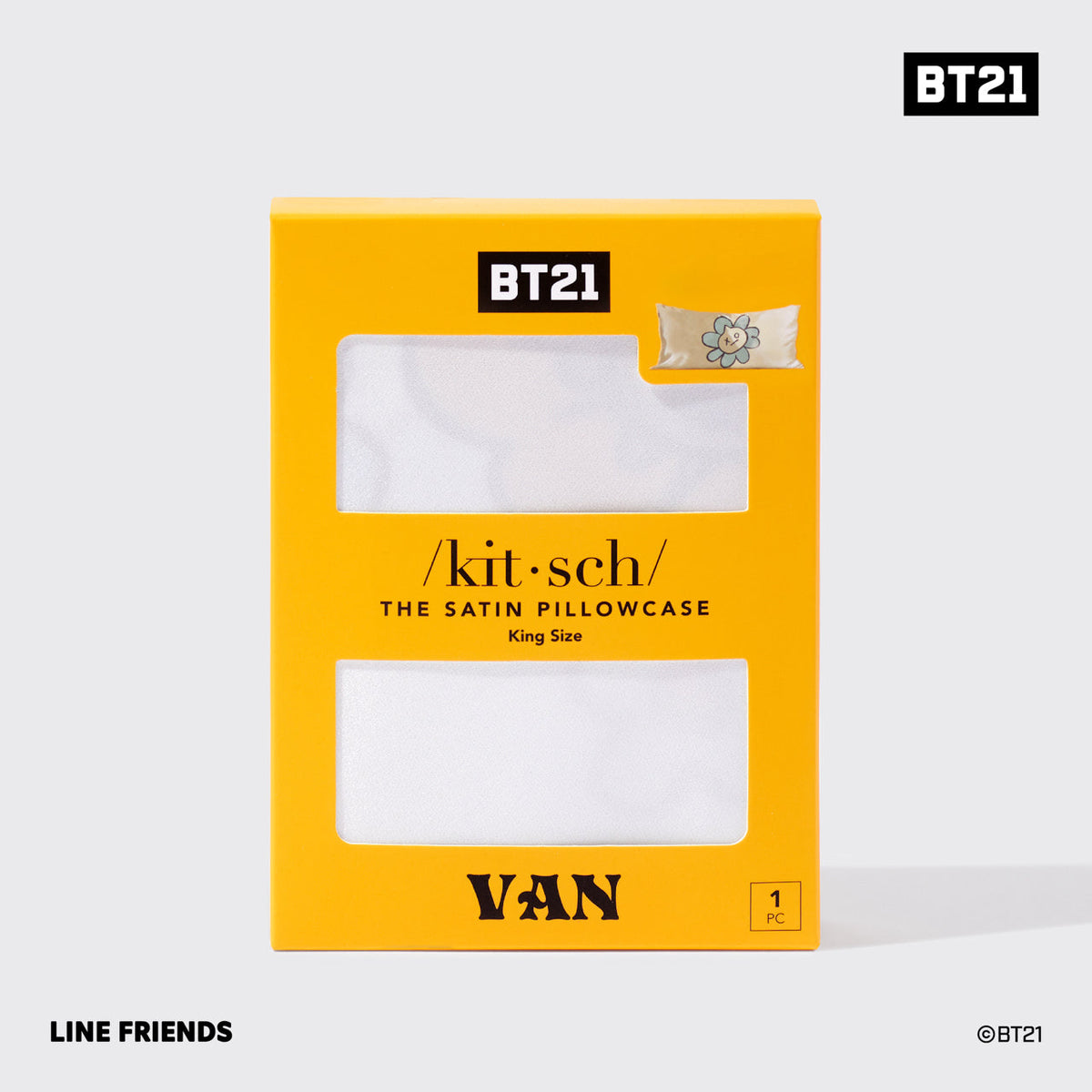 Kitsch x BT21 szatén párnahuzat – VAN – King
