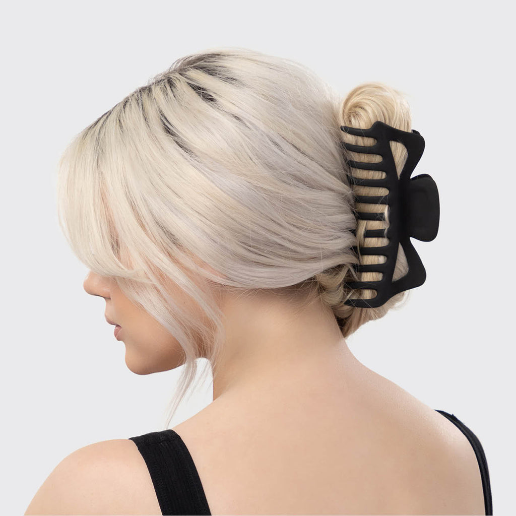 Fekete és teknőcmintás klasszikus karmos hajcsat (Claw Clip) 2 darabos szett – óriás