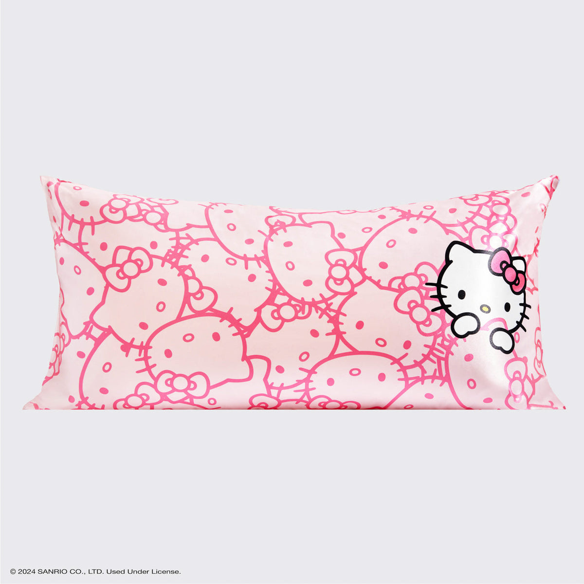 Kitsch x Hello Kitty szatén párnahuzat – rózsaszín Hello Kitty arcok – King
