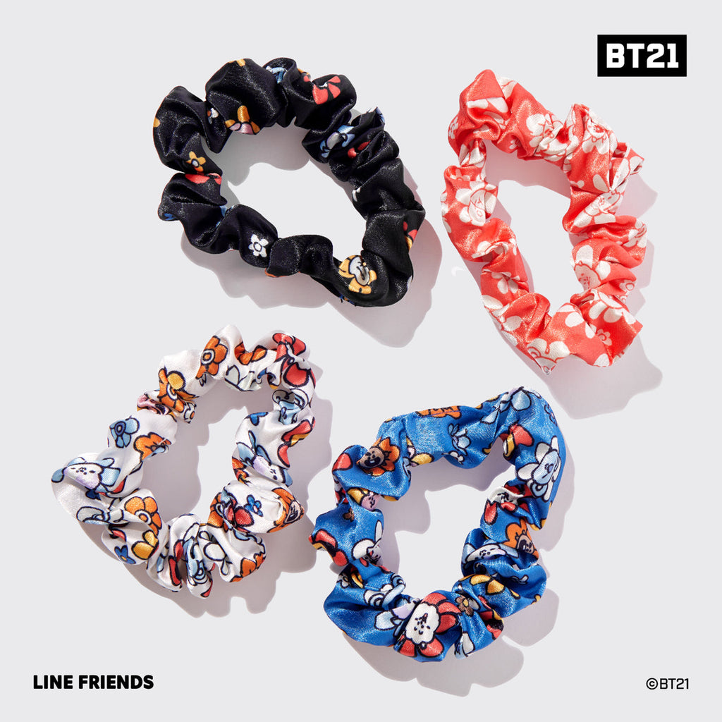 Kitsch x BT21 szatén alvó hajgumik, 4 db-os szett