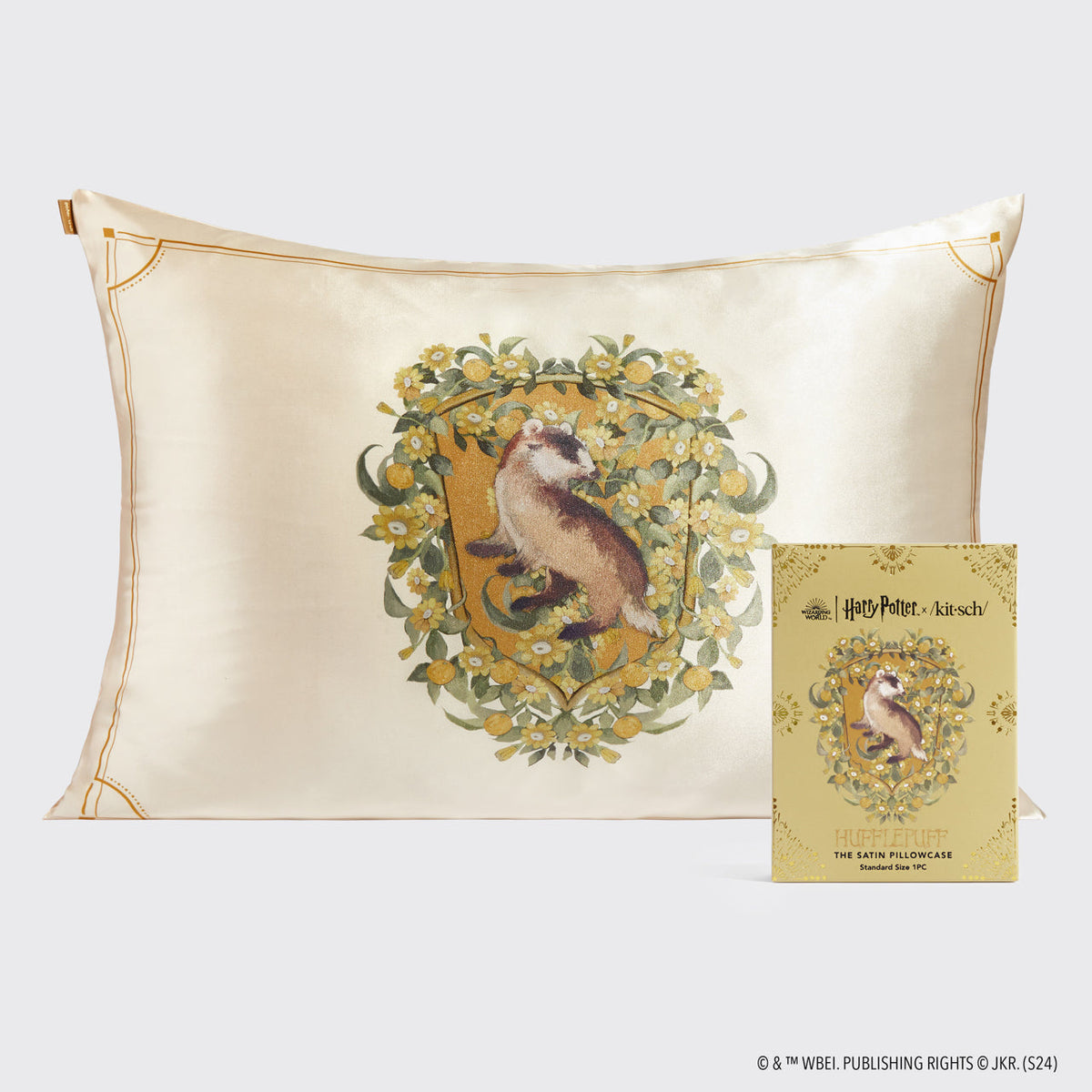 Kitsch x Harry Potter szatén párnahuzat – Hugrabug