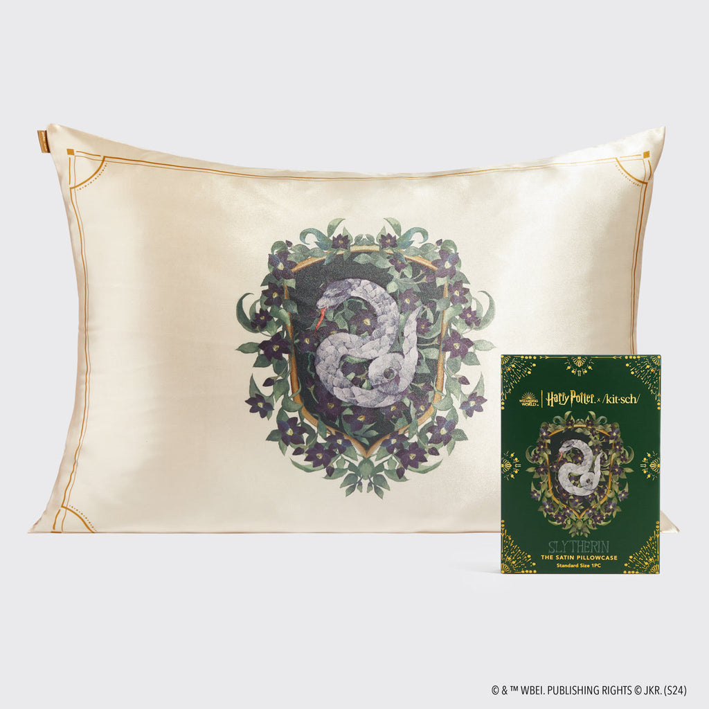 Kitsch x Harry Potter szaténpárnahuzat Mardekár mintában, 2 darabos