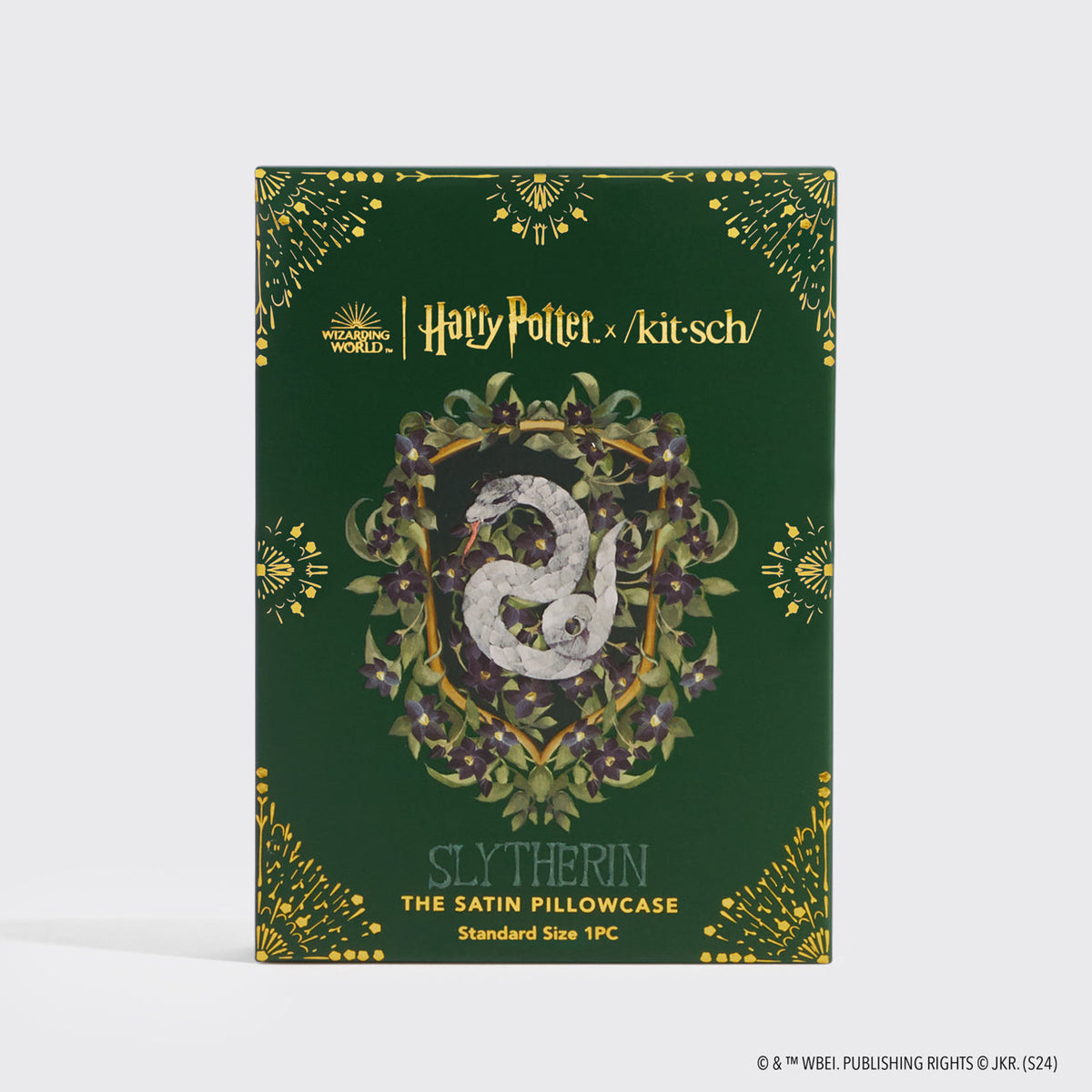 Kitsch x Harry Potter szaténpárnahuzat Mardekár mintában, 2 darabos