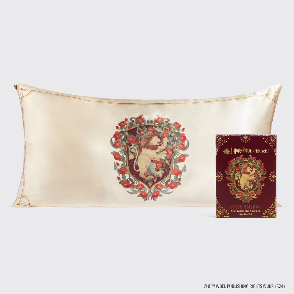 Kitsch x Harry Potter szaténpárnahuzat Griffendél mintában, 4 darabos – King