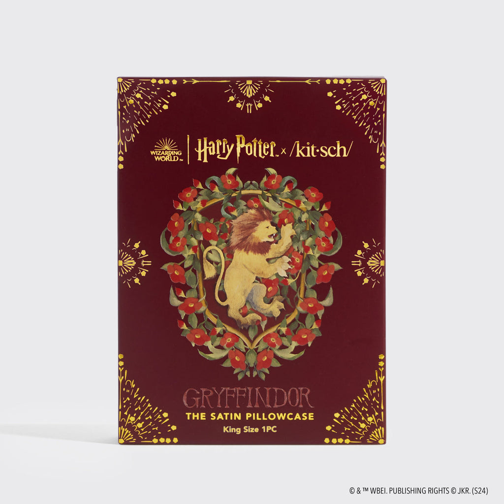 Kitsch x Harry Potter szaténpárnahuzat Griffendél mintában, 4 darabos – King