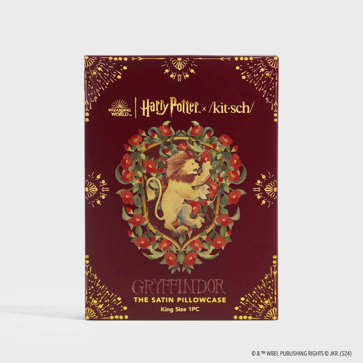 Kitsch x Harry Potter szaténpárnahuzat Griffendél mintában, 4 darabos – King