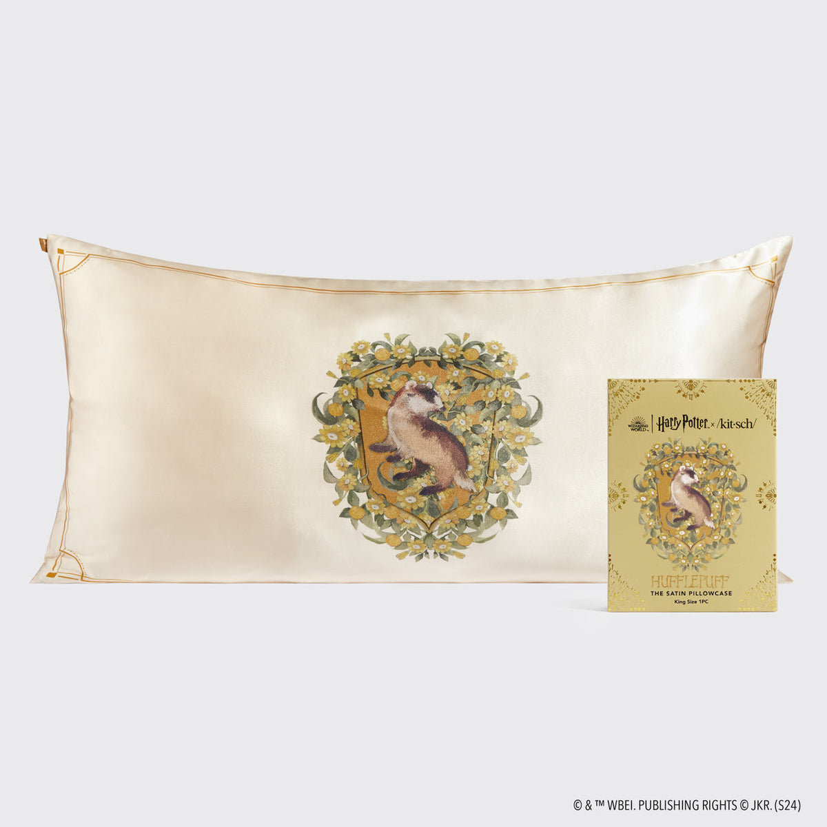 Kitsch x Harry Potter szatén párnahuzat – Hugrabug (King)