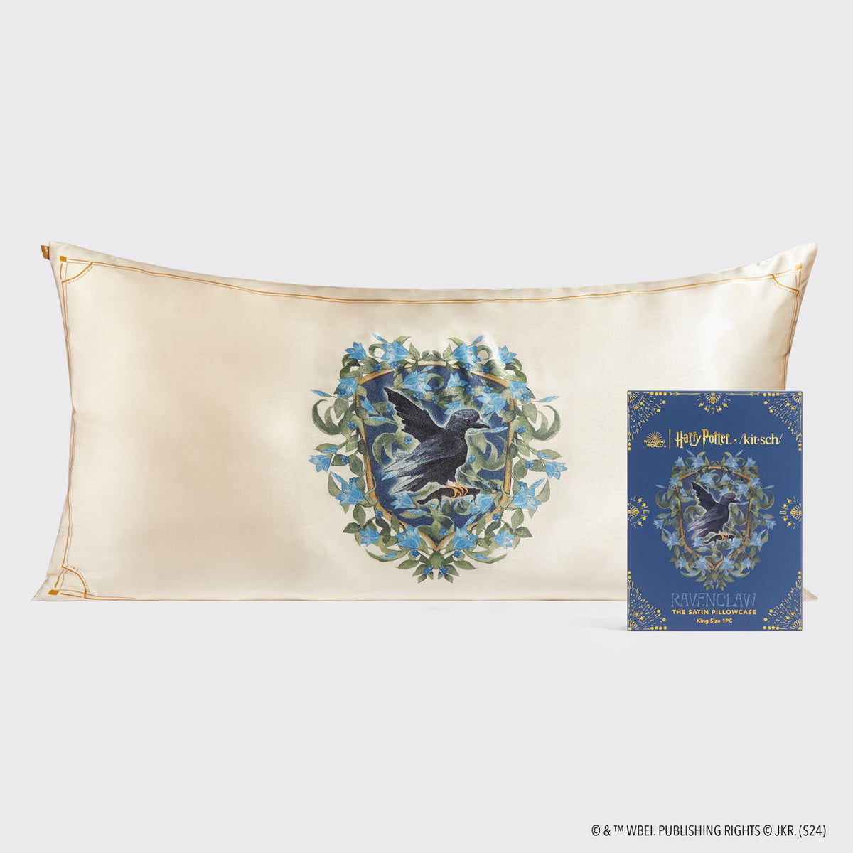Kitsch x Harry Potter szaténpárnahuzat Hollóhát mintában, 2 darabos – King